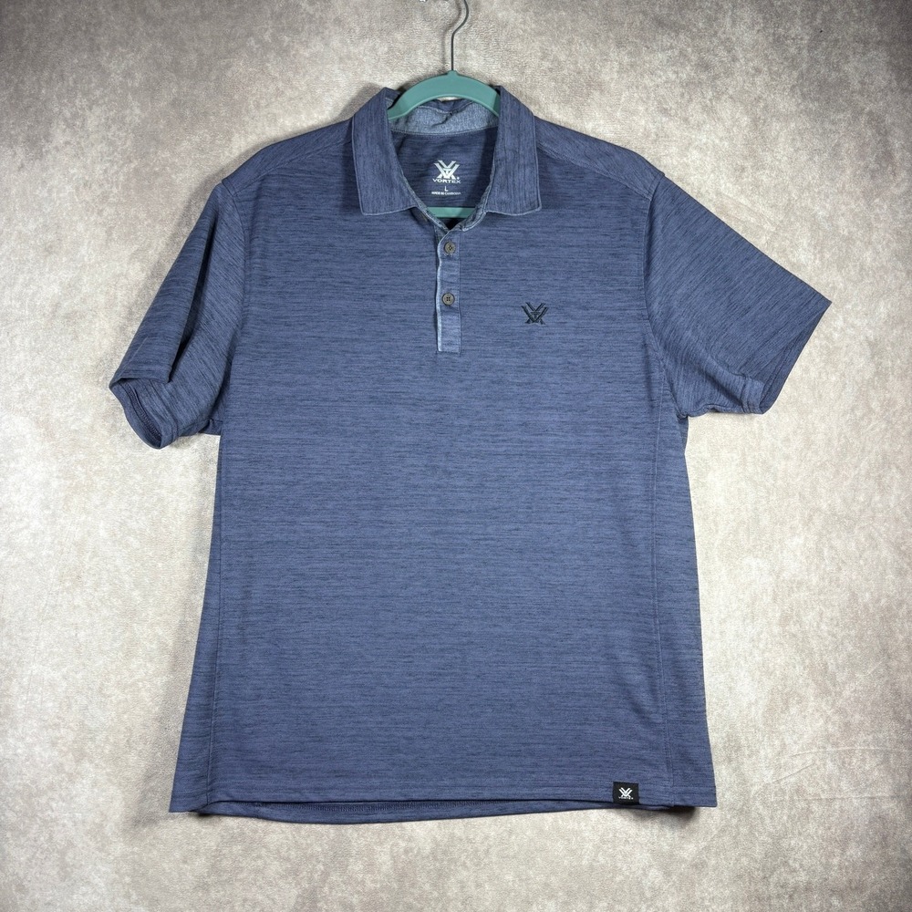 Vortex Polo Shirt Mens Large Blue Short Sleeve Outdoor Athleisure Quick Dry Golf